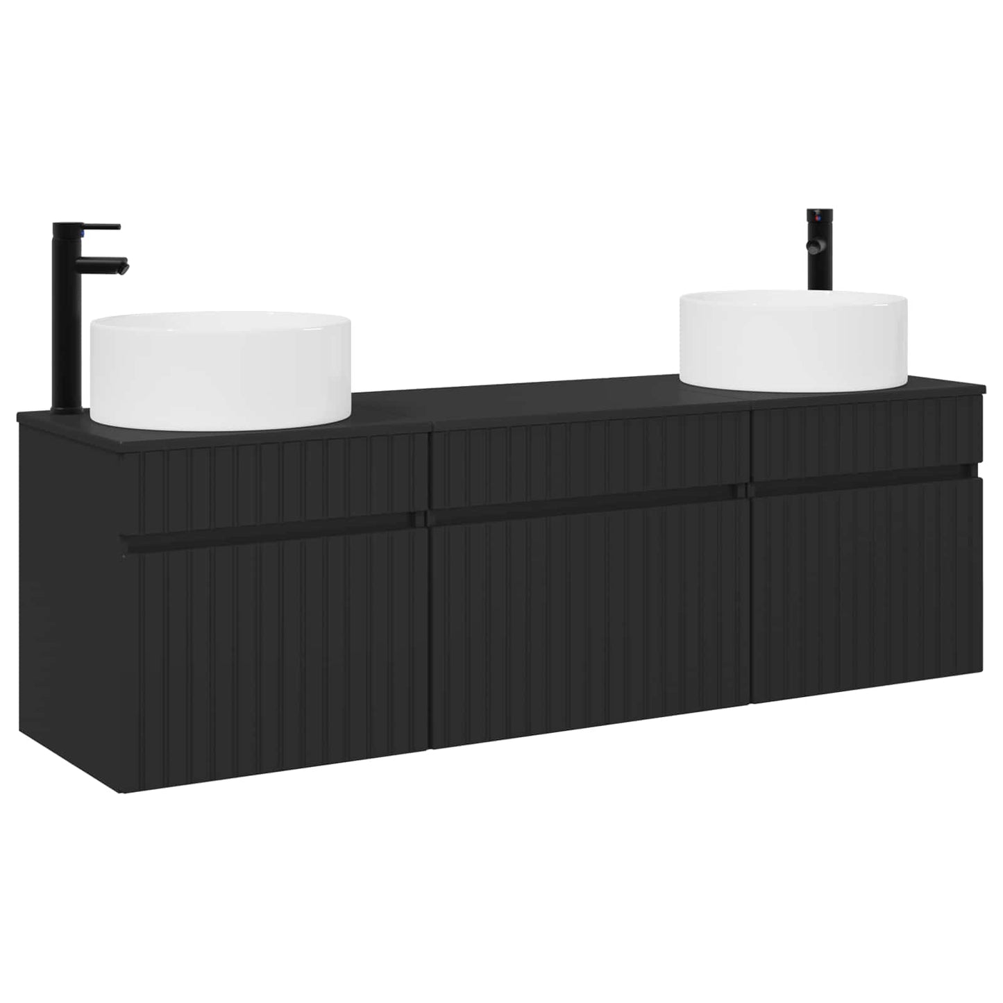 Badkamerkastenset 3 st Zwart 49 x 44,5 x 65,5 cm Bewerkt hout