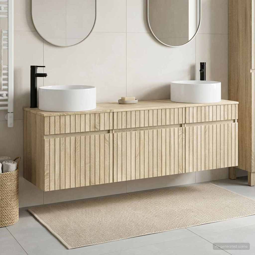 Badkamerkastenset 3 st Sonoma Eiken 49 x 44,5 x 65,5 cm