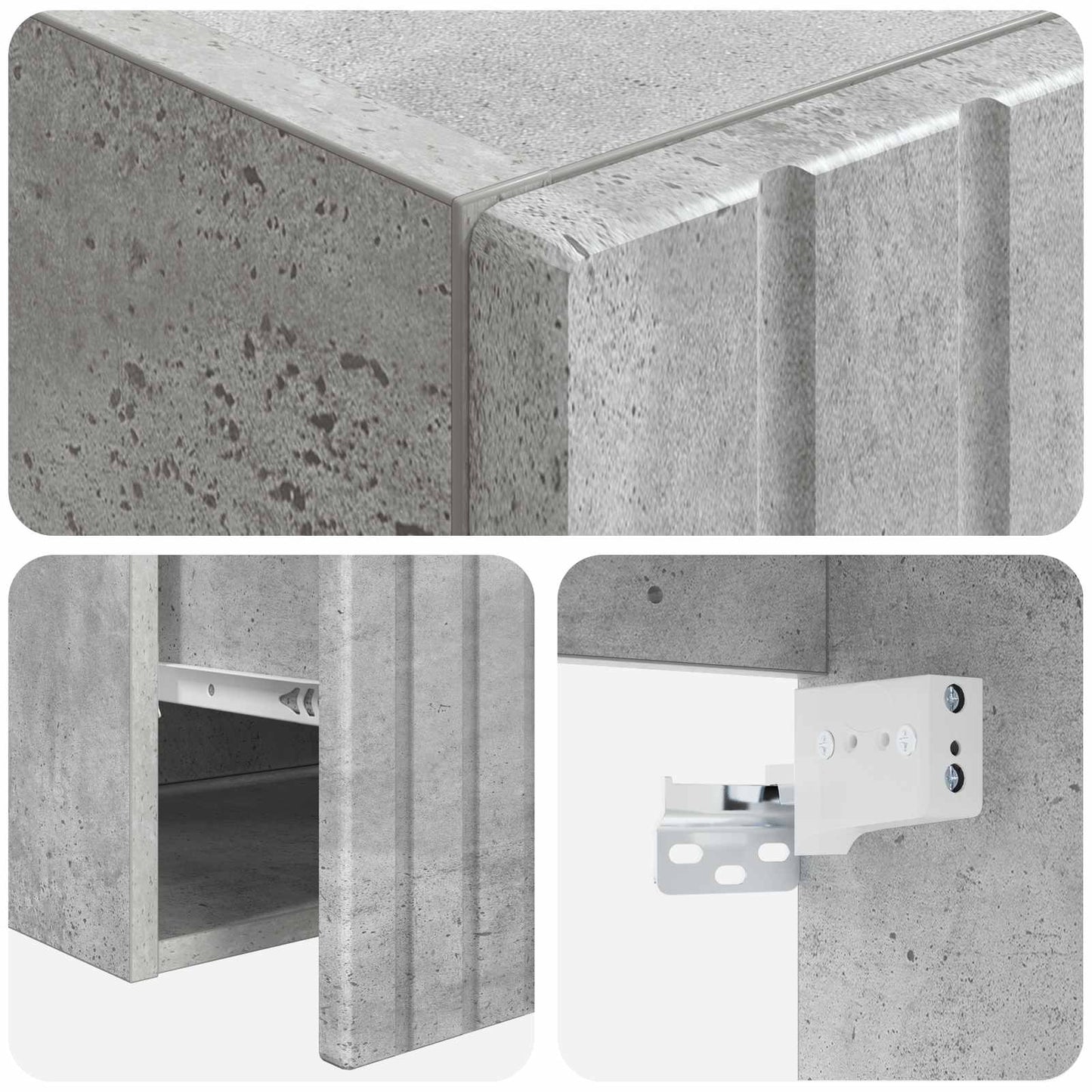 Badkamerkastenset 3 st Betongrijs 49 x 44,5 x 65,5 cm
