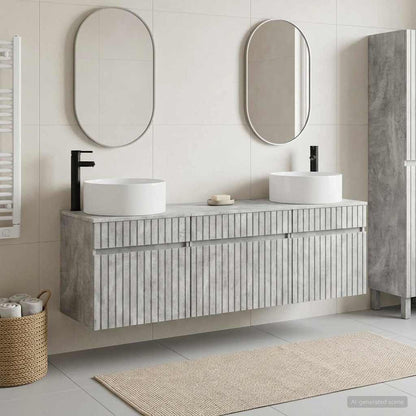 Badkamerkastenset 3 st Betongrijs 49 x 44,5 x 65,5 cm
