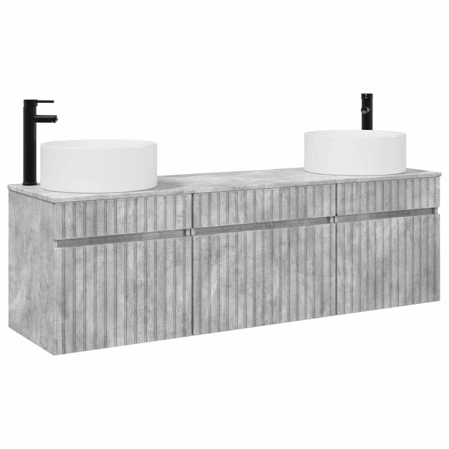 Badkamerkastenset 3 st Betongrijs 49 x 44,5 x 65,5 cm