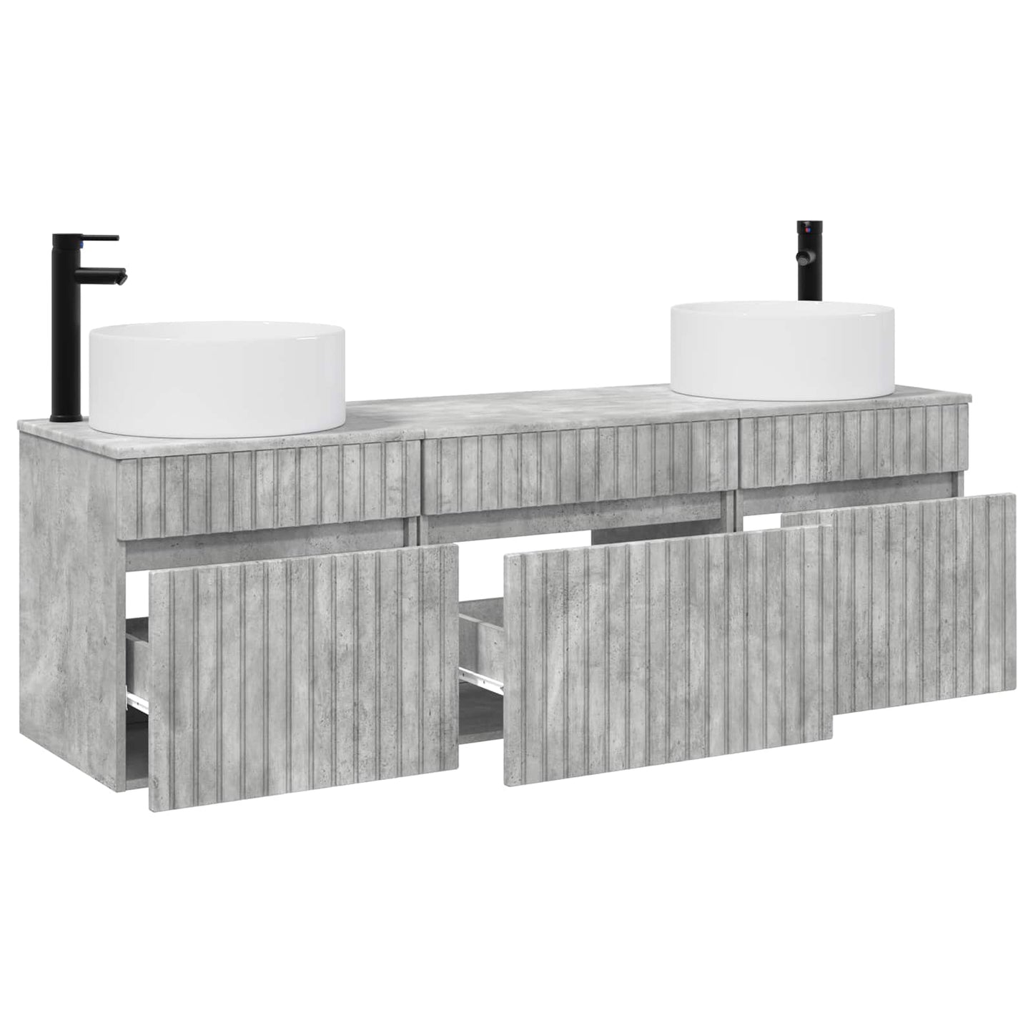 Badkamerkastenset 3 st Betongrijs 49 x 44,5 x 65,5 cm