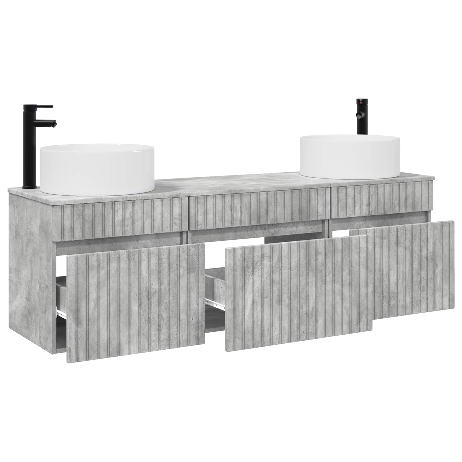 Badkamerkastenset 3 st Betongrijs 49 x 44,5 x 65,5 cm