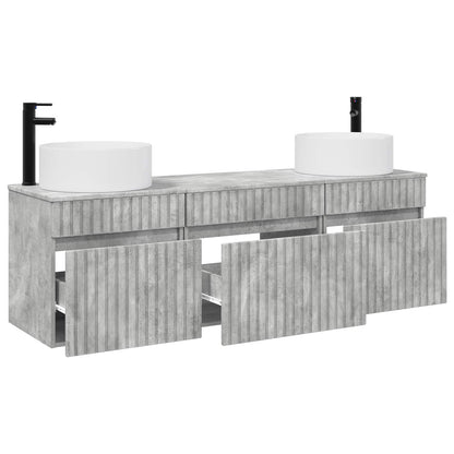 Badkamerkastenset 3 st Betongrijs 49 x 44,5 x 65,5 cm