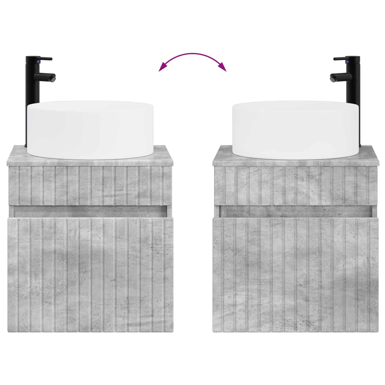 Badkamerkastenset 3 st Betongrijs 49 x 44,5 x 65,5 cm