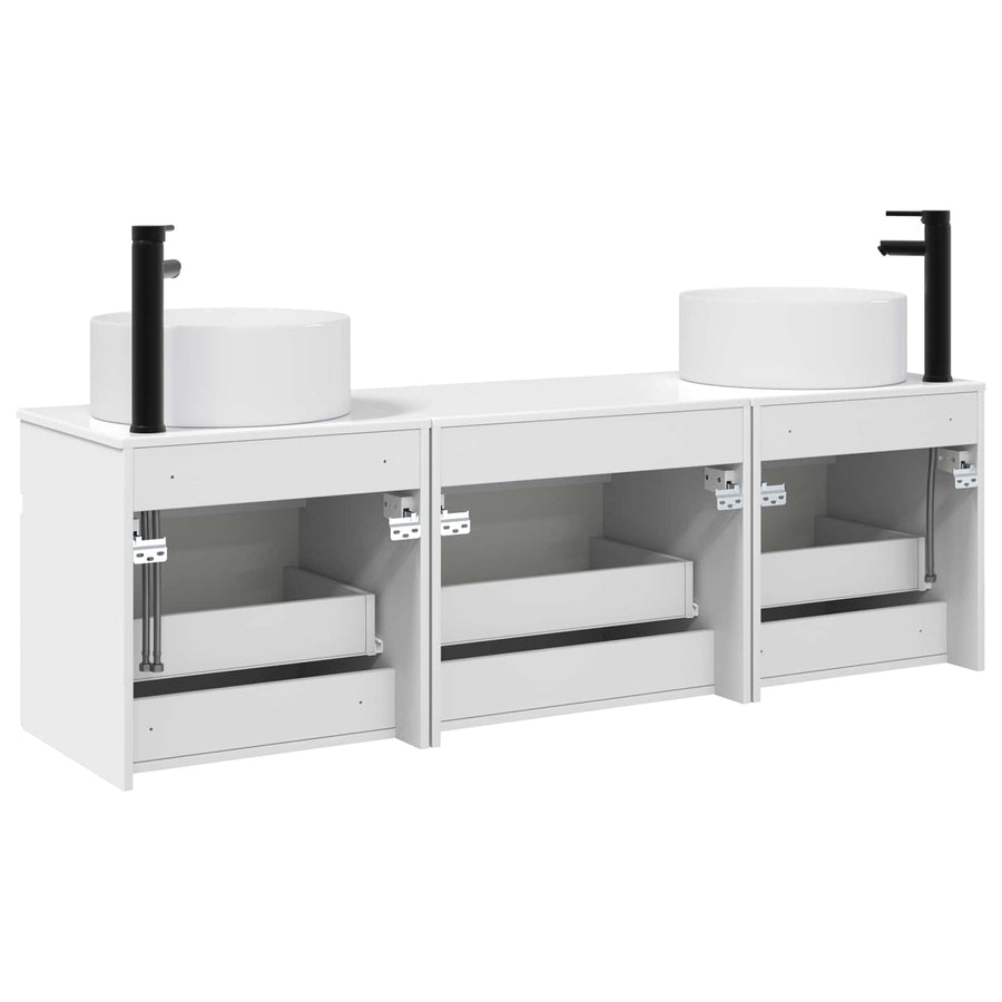Badkamerkastenset 3 st Hoogglans Wit 49 x 44,5 x 65,5 cm