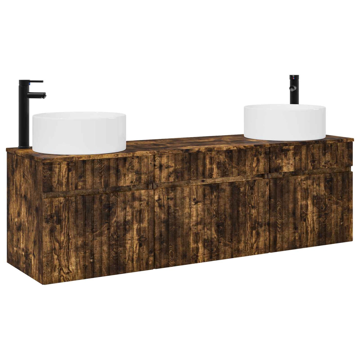 Badkamerkastenset 3 st Gerookt eiken 49 x 44,5 x 65,5 cm