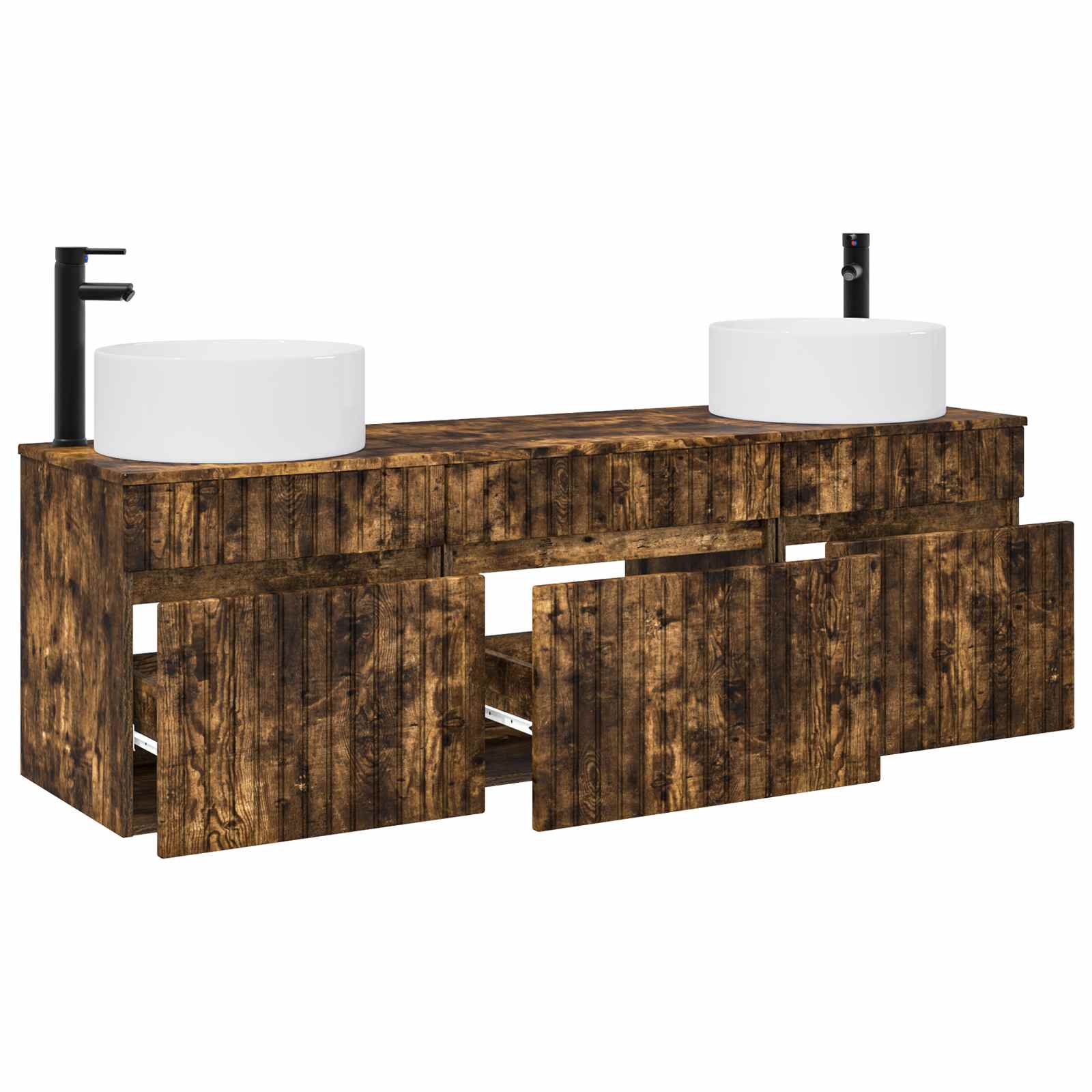 Badkamerkastenset 3 st Gerookt eiken 49 x 44,5 x 65,5 cm