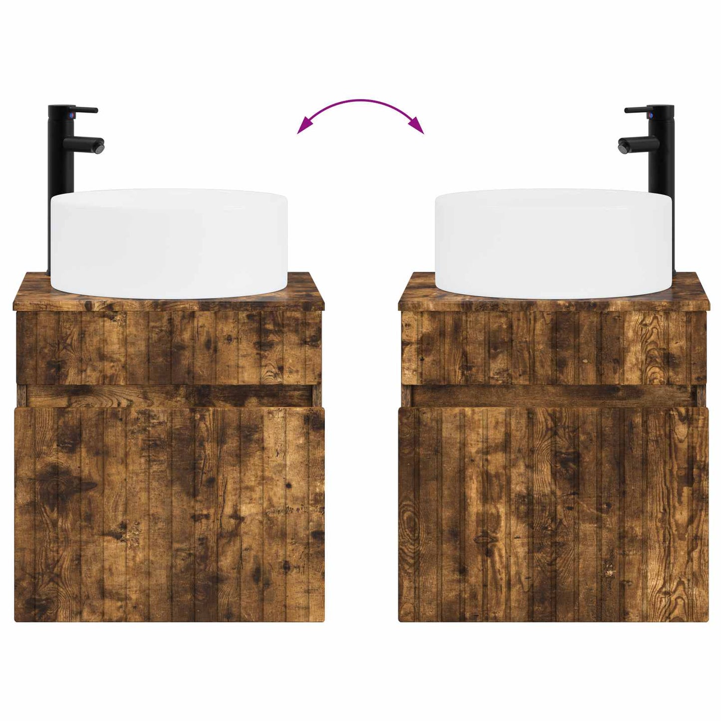 Badkamerkastenset 3 st Gerookt eiken 49 x 44,5 x 65,5 cm