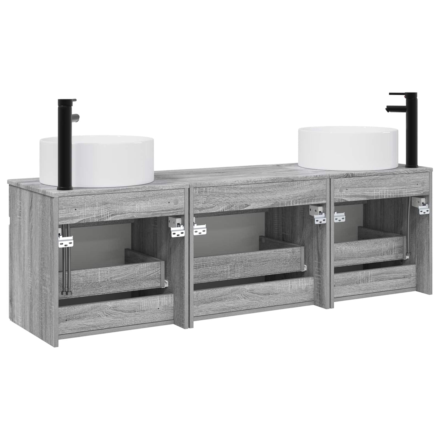 Badkamerkastenset 3 st Grijs Sonoma 49 x 44,5 x 65,5 cm
