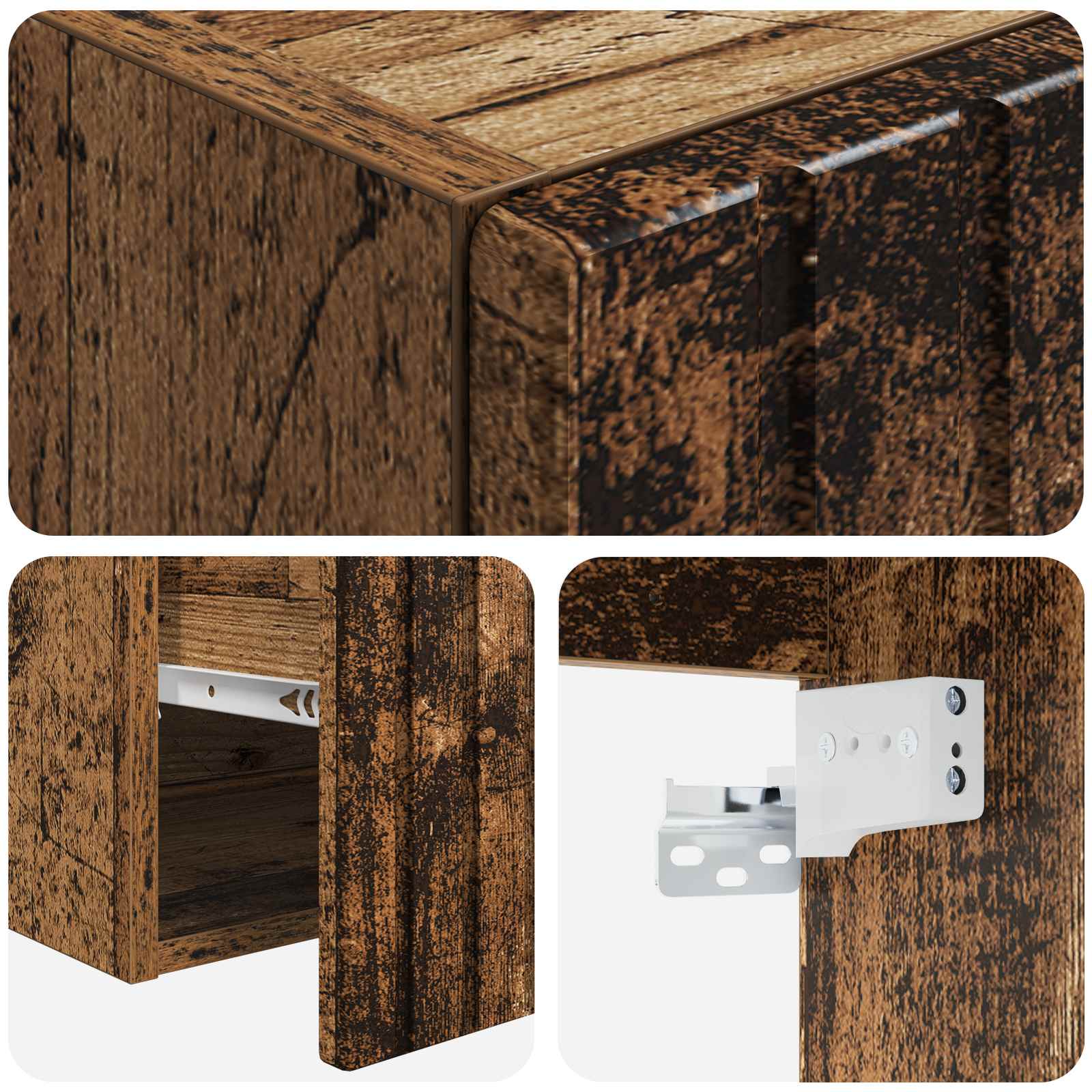 Badkamerkastenset 3 st Oud hout 49 x 44,5 x 65,5 cm