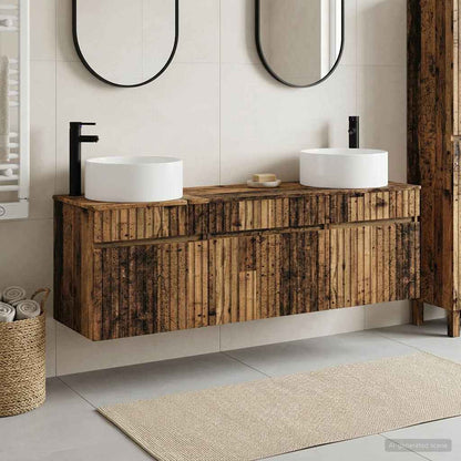 Badkamerkastenset 3 st Oud hout 49 x 44,5 x 65,5 cm