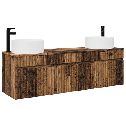 Badkamerkastenset 3 st Oud hout 49 x 44,5 x 65,5 cm