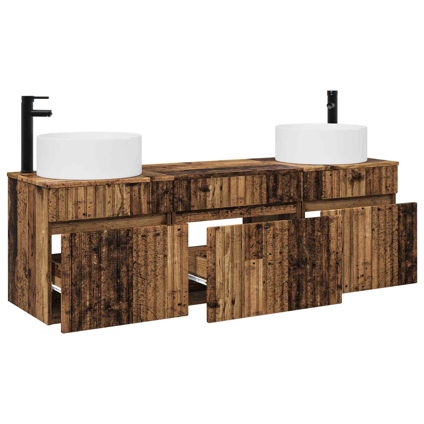 Badkamerkastenset 3 st Oud hout 49 x 44,5 x 65,5 cm