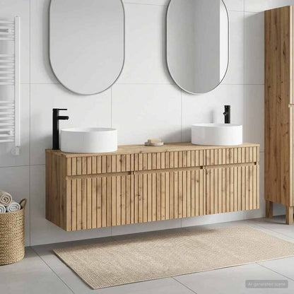 Badkamerkastenset 3 st Artisanaal eiken 49 x 44,5 x 65,5 cm