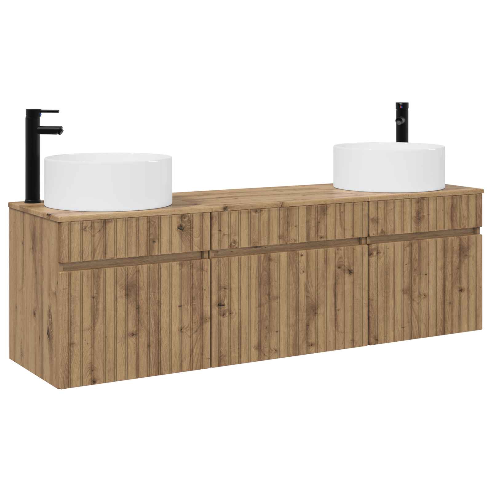 Badkamerkastenset 3 st Artisanaal eiken 49 x 44,5 x 65,5 cm