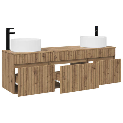 Badkamerkastenset 3 st Artisanaal eiken 49 x 44,5 x 65,5 cm