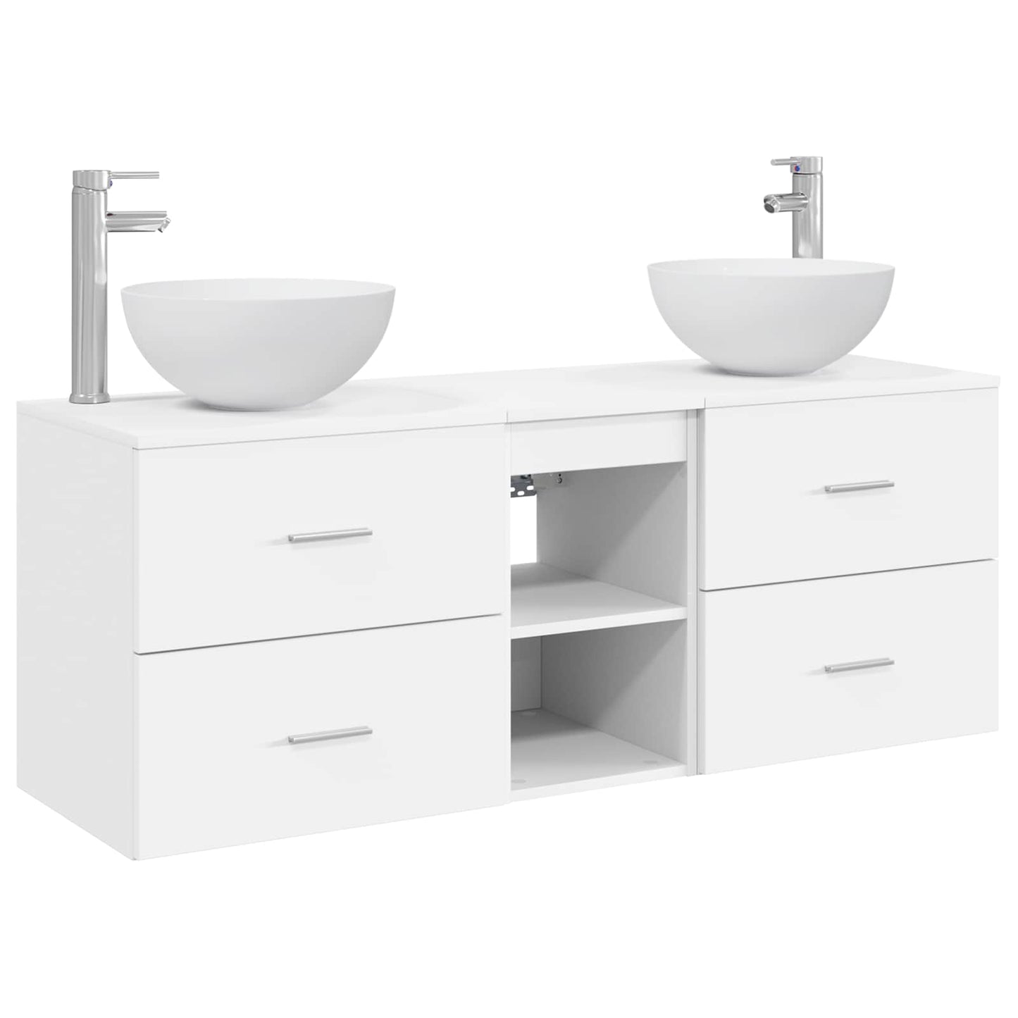 Badkamerkastenset 3 st Wit 49,5 x 35 x 63 cm Bewerkt hout
