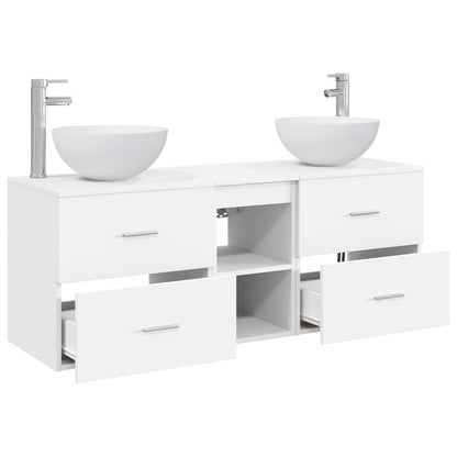 Badkamerkastenset 3 st Wit 49,5 x 35 x 63 cm Bewerkt hout