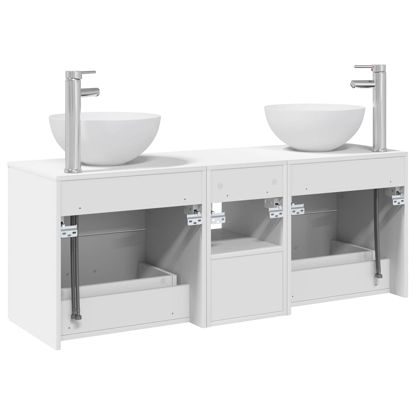 Badkamerkastenset 3 st Wit 49,5 x 35 x 63 cm Bewerkt hout