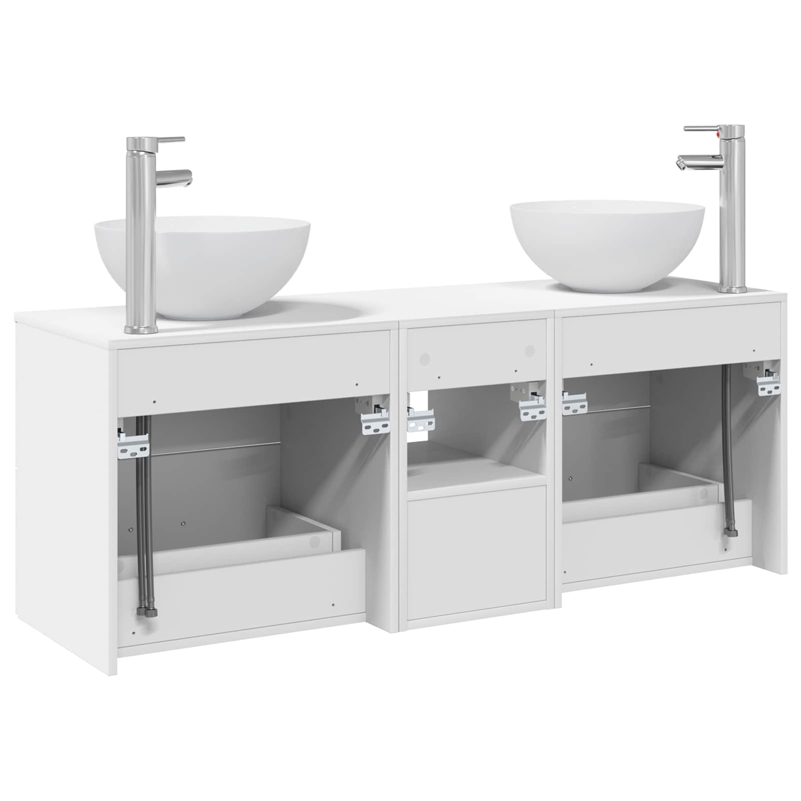 Badkamerkastenset 3 st Wit 49,5 x 35 x 63 cm Bewerkt hout