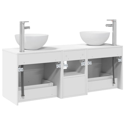 Badkamerkastenset 3 st Wit 49,5 x 35 x 63 cm Bewerkt hout