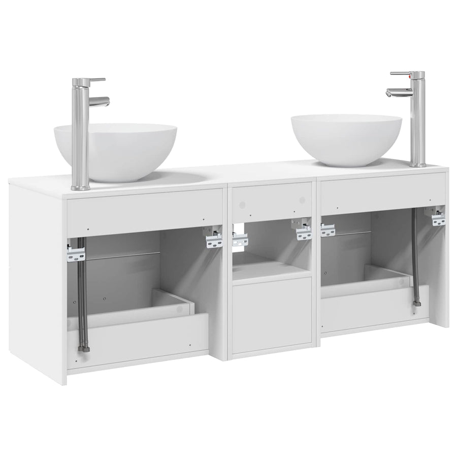 Badkamerkastenset 3 st Wit 49,5 x 35 x 63 cm Bewerkt hout
