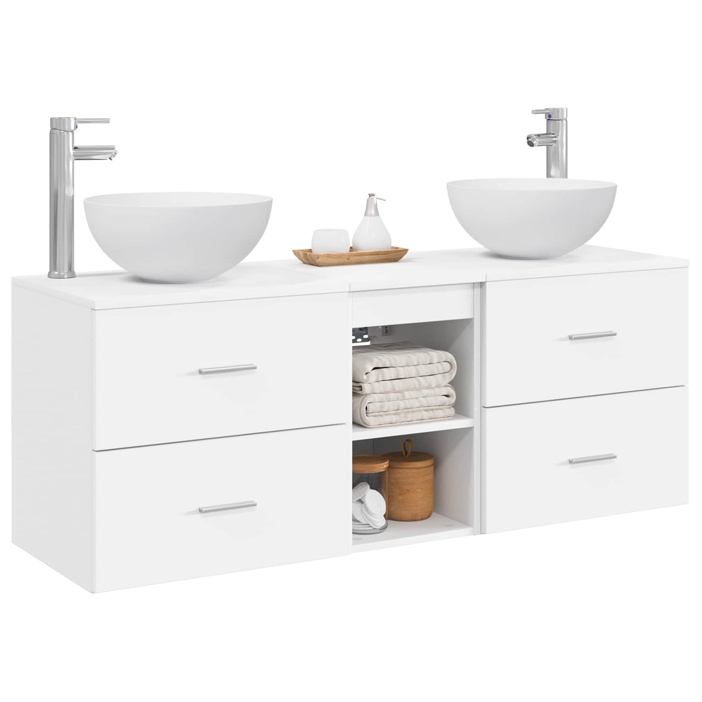 Badkamerkastenset 3 st Wit 49,5 x 35 x 63 cm Bewerkt hout