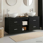 Badkamerkastenset 3 st Zwart eiken 49,5 x 35 x 63 cm