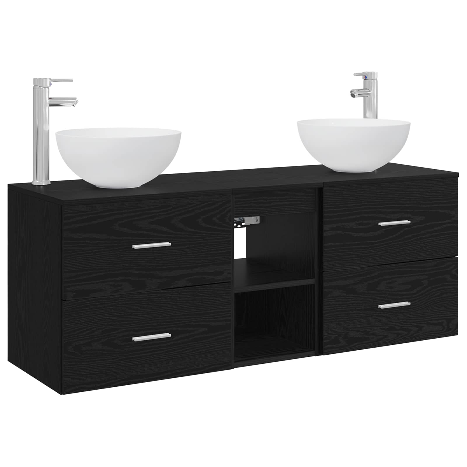 Badkamerkastenset 3 st Zwart eiken 49,5 x 35 x 63 cm