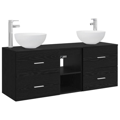 Badkamerkastenset 3 st Zwart eiken 49,5 x 35 x 63 cm