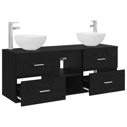 Badkamerkastenset 3 st Zwart eiken 49,5 x 35 x 63 cm