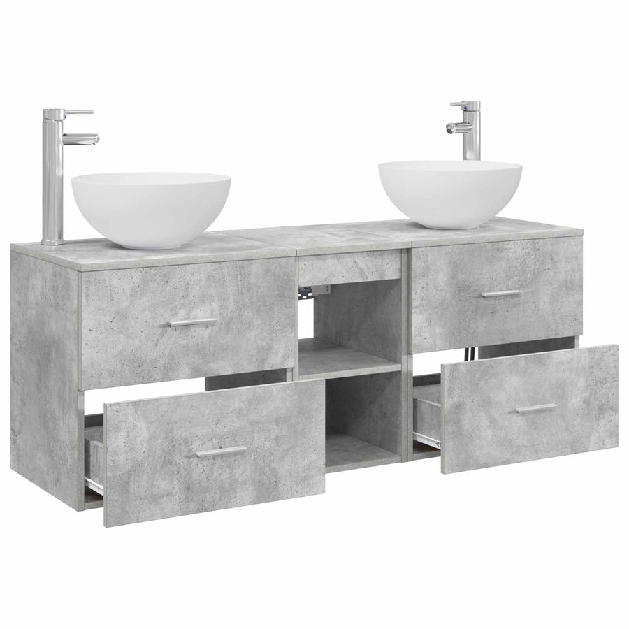 Badkamerkastenset 3 st Betongrijs 49,5 x 35 x 63 cm