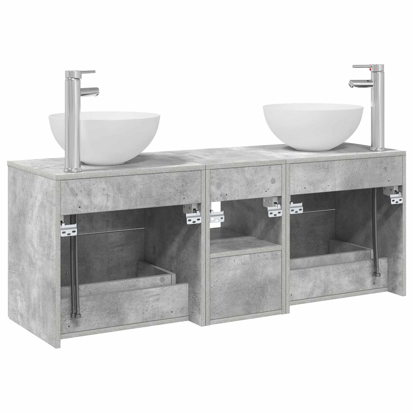 Badkamerkastenset 3 st Betongrijs 49,5 x 35 x 63 cm