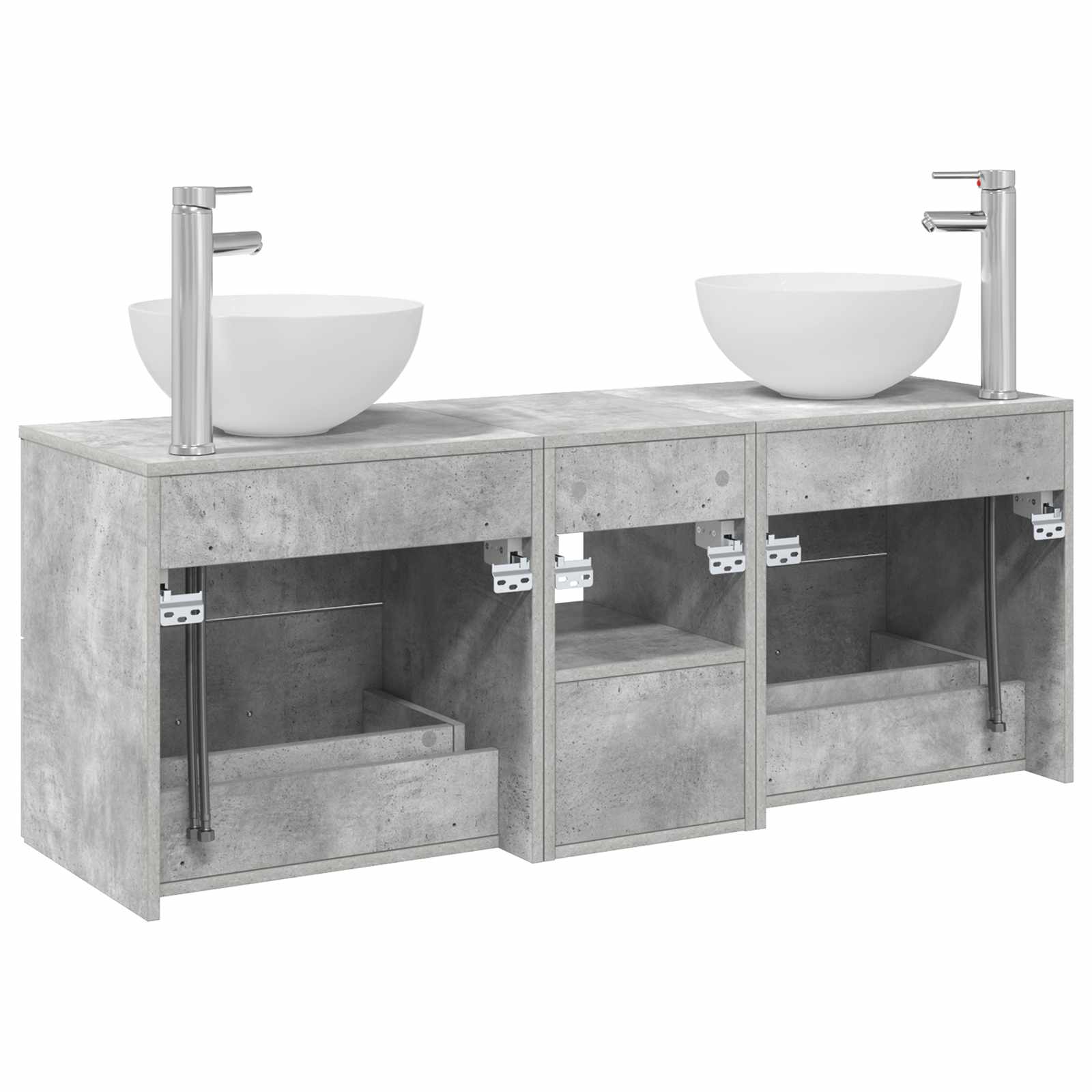 Badkamerkastenset 3 st Betongrijs 49,5 x 35 x 63 cm