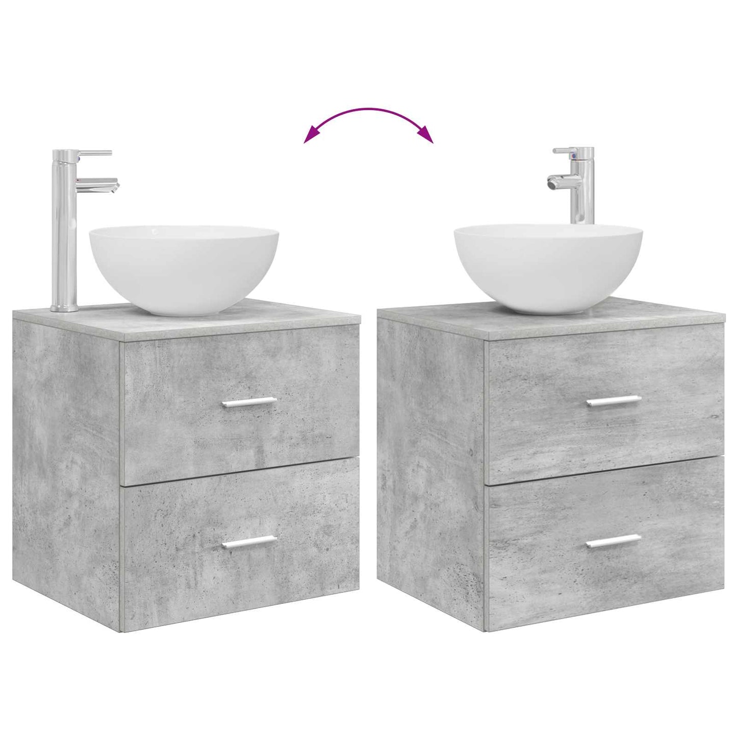 Badkamerkastenset 3 st Betongrijs 49,5 x 35 x 63 cm