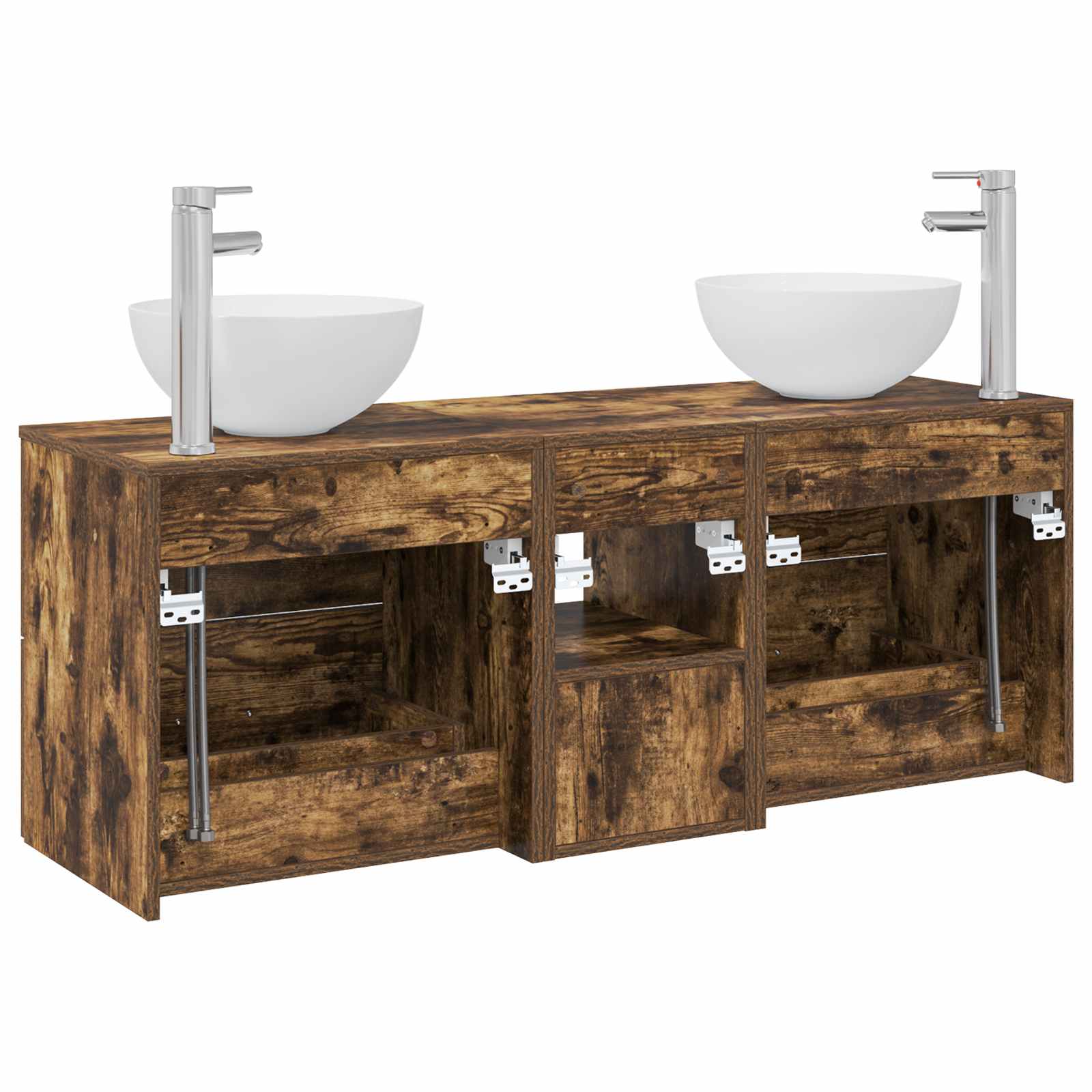 Badkamerkastenset 3 st Gerookt eiken 49,5 x 35 x 63 cm