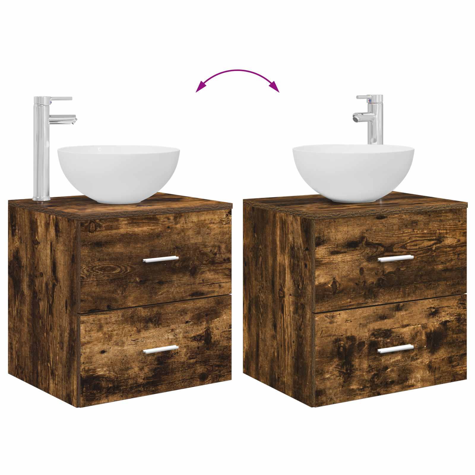 Badkamerkastenset 3 st Gerookt eiken 49,5 x 35 x 63 cm
