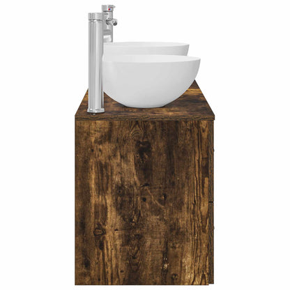 Badkamerkastenset 3 st Gerookt eiken 49,5 x 35 x 63 cm