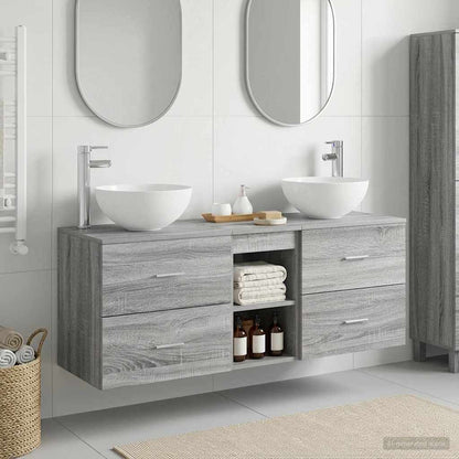 Badkamerkastenset 3 st Grijs Sonoma 49,5 x 35 x 63 cm