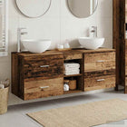 Badkamerkastenset 3 st Oud hout 49,5 x 35 x 63 cm Bewerkt hout