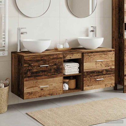 Badkamerkastenset 3 st Oud hout 49,5 x 35 x 63 cm Bewerkt hout