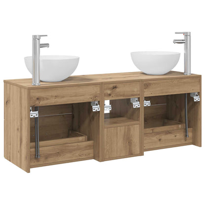Badkamerkastenset 3 st Artisanaal eiken 49,5 x 35 x 63 cm