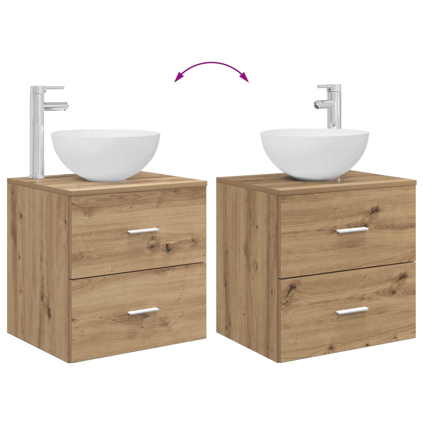 Badkamerkastenset 3 st Artisanaal eiken 49,5 x 35 x 63 cm