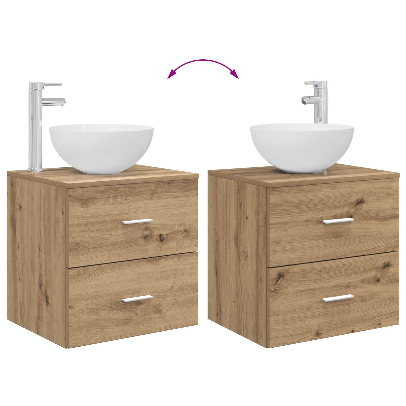 Badkamerkastenset 3 st Artisanaal eiken 49,5 x 35 x 63 cm