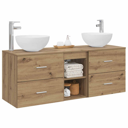 Badkamerkastenset 3 st Artisanaal eiken 49,5 x 35 x 63 cm
