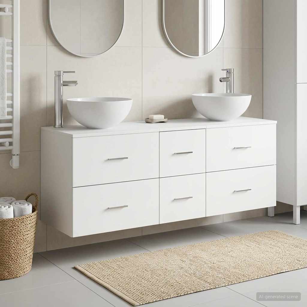 Badkamerkastenset 3 st Wit 49,5 x 35 x 63 cm Bewerkt hout