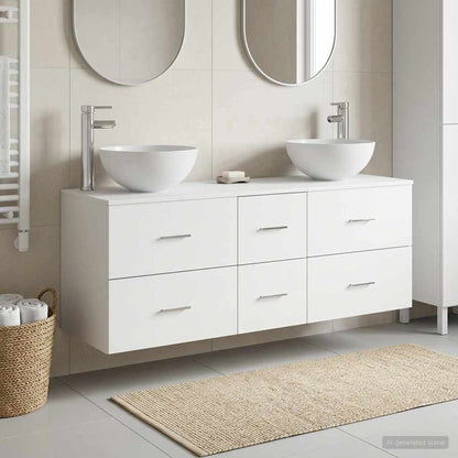 Badkamerkastenset 3 st Wit 49,5 x 35 x 63 cm Bewerkt hout