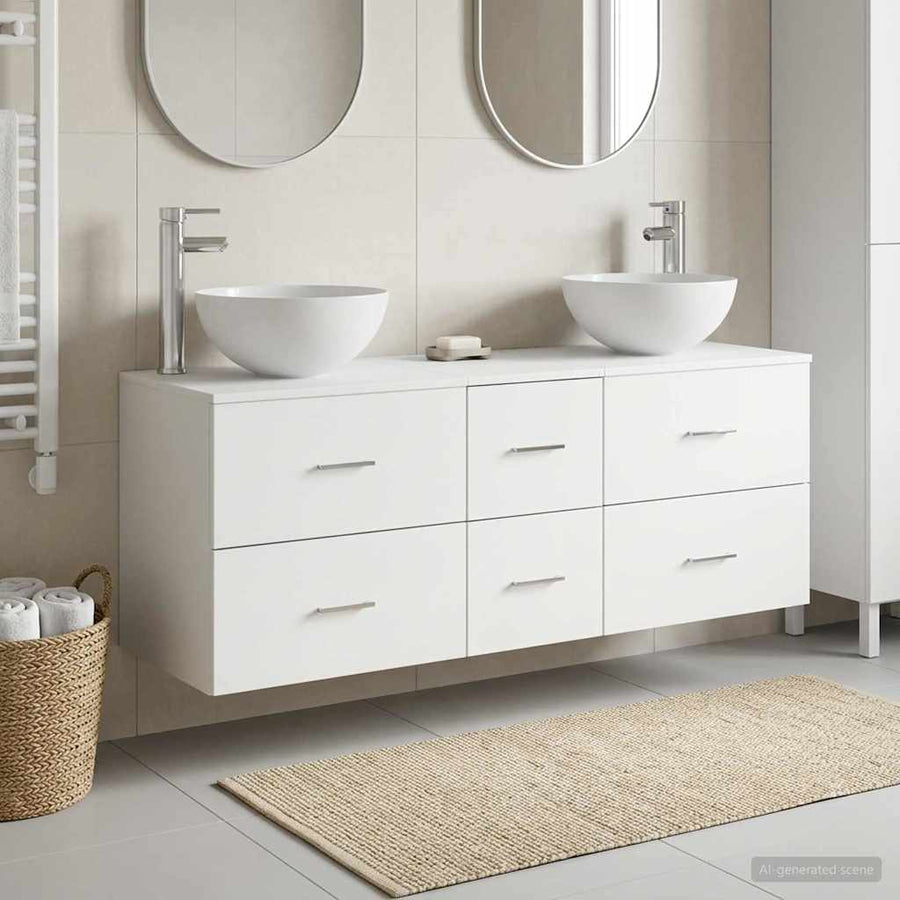 Badkamerkastenset 3 st Wit 49,5 x 35 x 63 cm Bewerkt hout