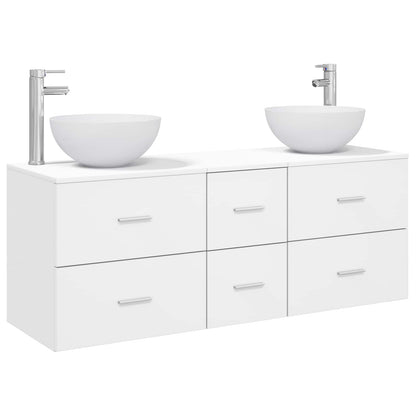 Badkamerkastenset 3 st Wit 49,5 x 35 x 63 cm Bewerkt hout